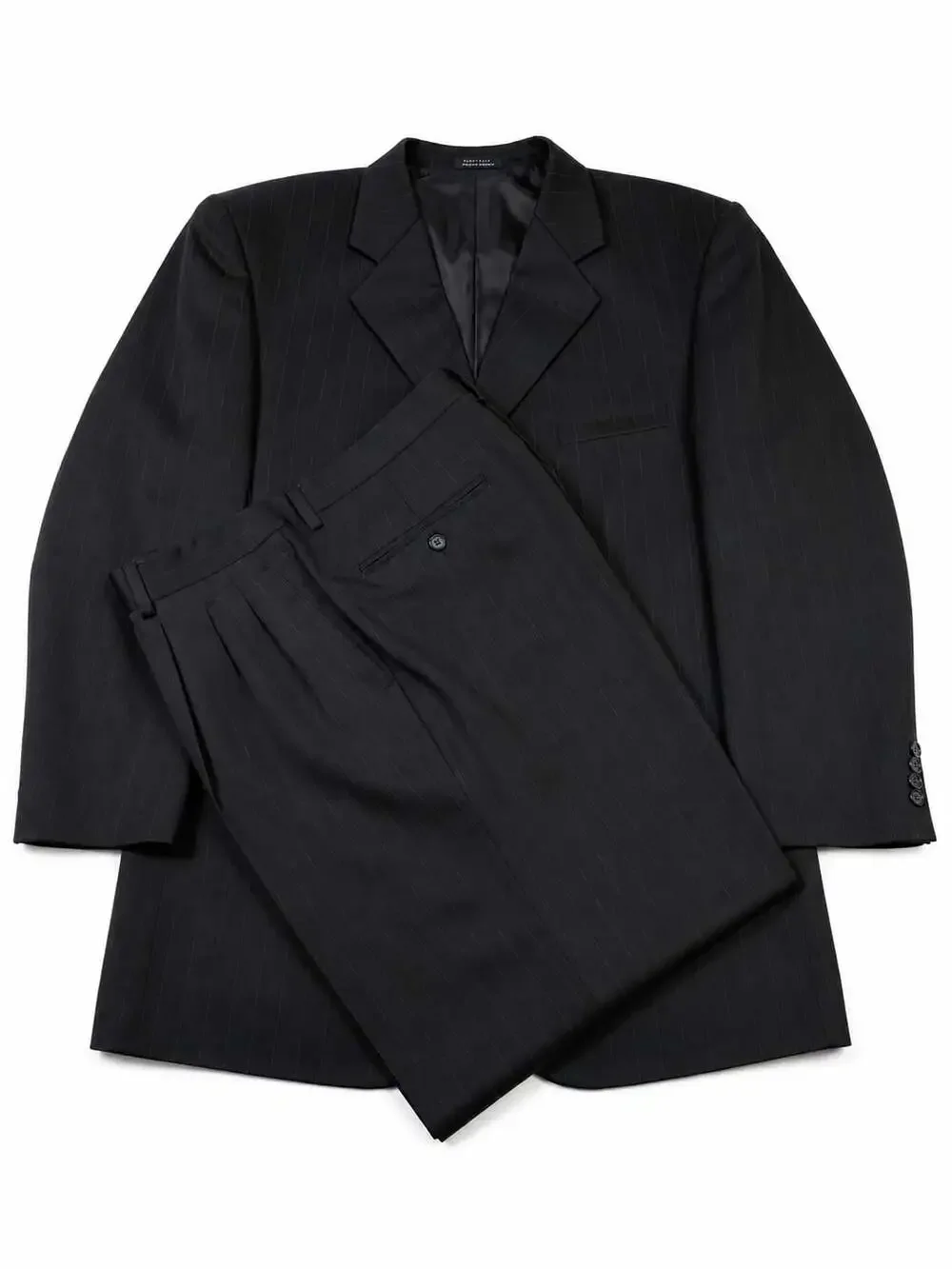 Fred Alyon Black Pinstripe Two-Piece Suit 38R
